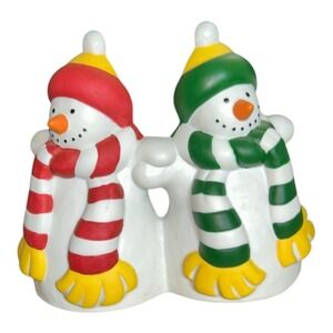 Partylite Snowman candleholder Christmas winter Decor pillar candle jar Retired